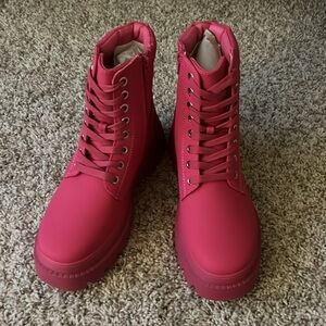 NWOT Pink Combat Boots